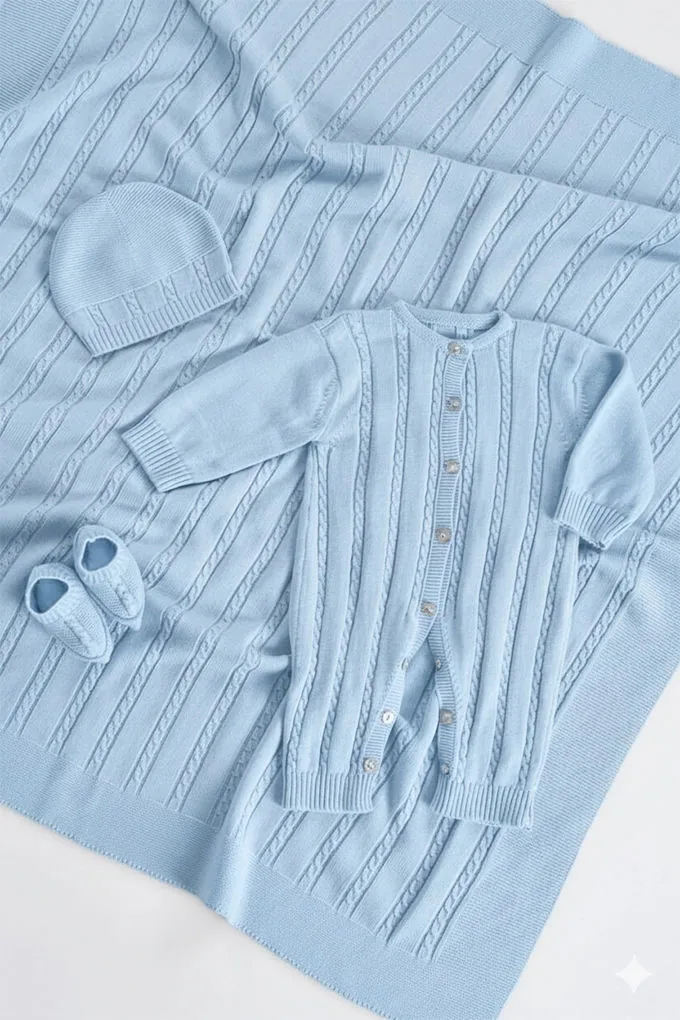Conjunto Maternidade em Malha 4 Peças — Azul Bebé