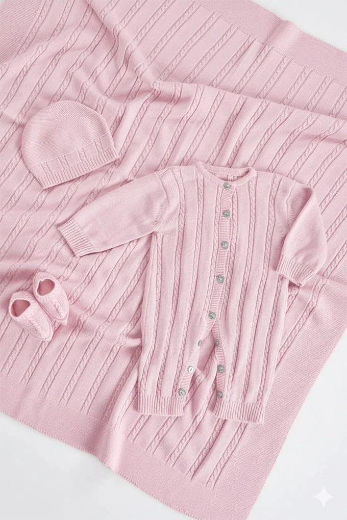 Conjunto Maternidade em Malha 4 Peças — Rosa Claro