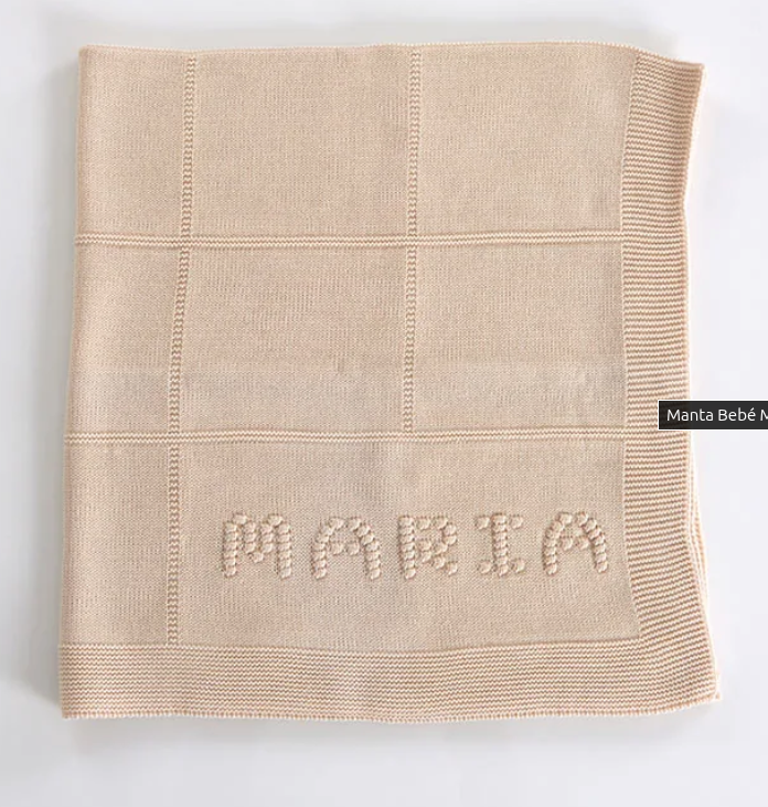 Manta bebé malha personalizada — Areia